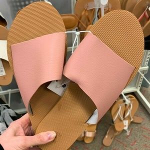 Target asymmetrical slip on pink sandals slides 8
